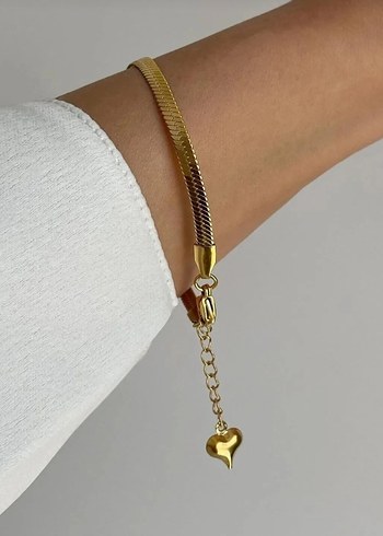 Altın Renk Minimalist Yılan Desenli Zincir Bileklik - Görsel 2