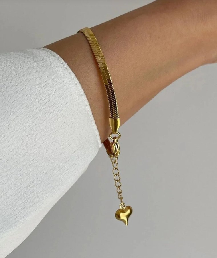 Altın Renk Minimalist Yılan Desenli Zincir Bileklik - Görsel 2