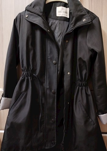 Düğmeli Siyah Midi Kadın Trençkot - Görsel 2