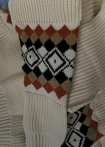 Kadın Balıkçı Yaka Baklava Desenli Triko Kazak - Görsel 2