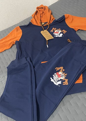 Erkek Çocuk Lacivert Turuncu Sweatshirt ve Eşofman