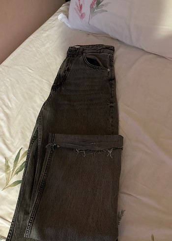 Zara Gri Bol Kesim Kadın Kot Pantolon