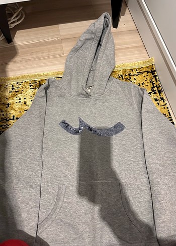 l Beden Gri Kapüşonlu Nakışlı Kadın LTB Sweatshirt