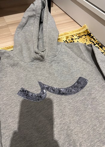 Gri Kapüşonlu Nakışlı Kadın LTB Sweatshirt