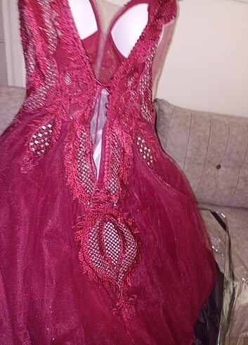 38 Beden bordo Renk Kına elbisesi