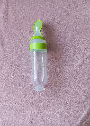 Pastel Yeşil Silikonlu Bebek Mama Besleme Şişesi - Görsel 2