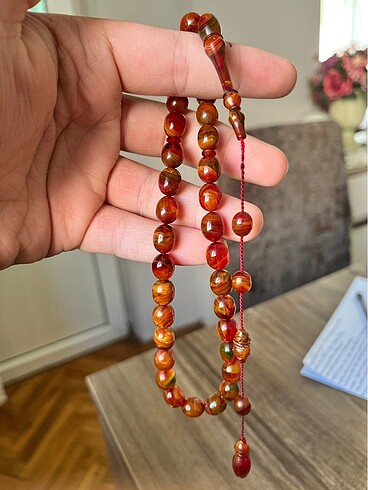 Usta imzalı multicolour sıkma kehribar tespih