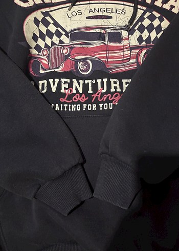 Diğer Siyah Baskılı Kapüşonlu Kadın Sweatshirt