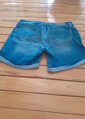 m Beden Kadın Mavi Rahat Kesim Mini Kot Şort