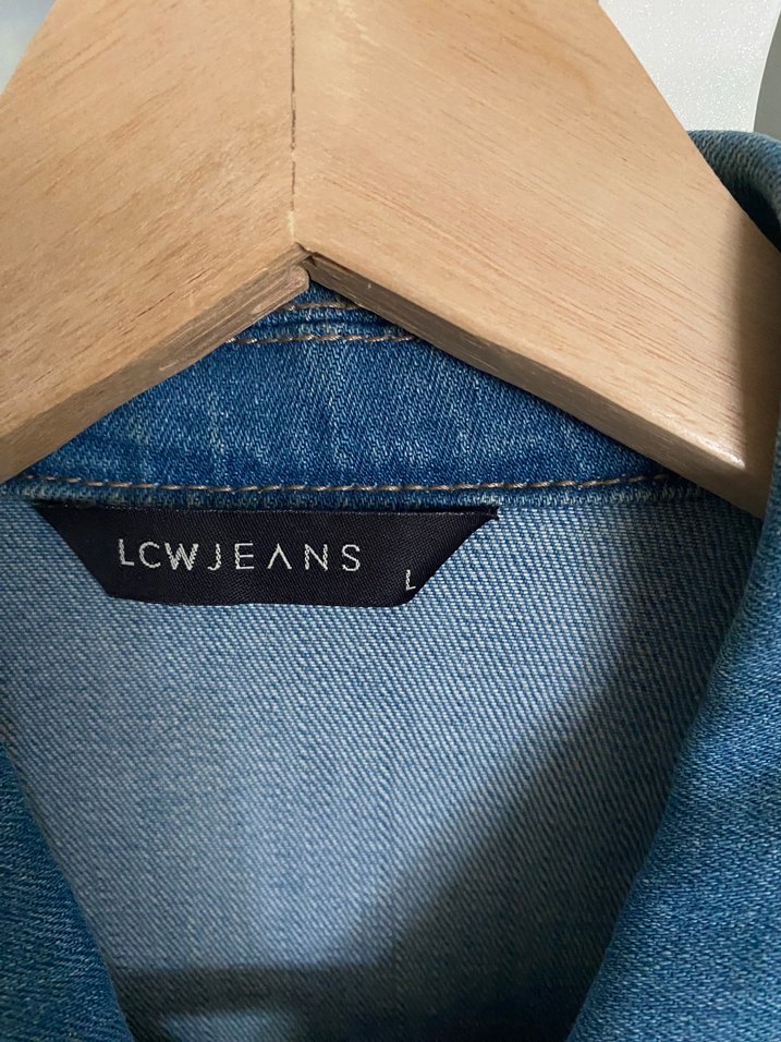 Düğmeli Kadın Kot Ceket, Normal Boy, Mavi - Görsel 2