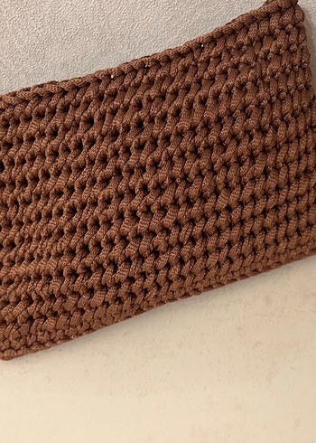 Kahverengi Örgü Kadın Portföy Çanta - Görsel 2