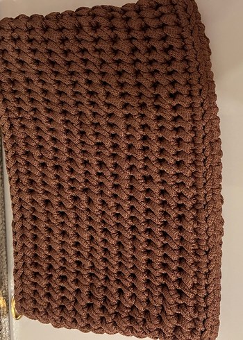 Kahverengi Örgü Kadın Portföy Çanta - Görsel 4