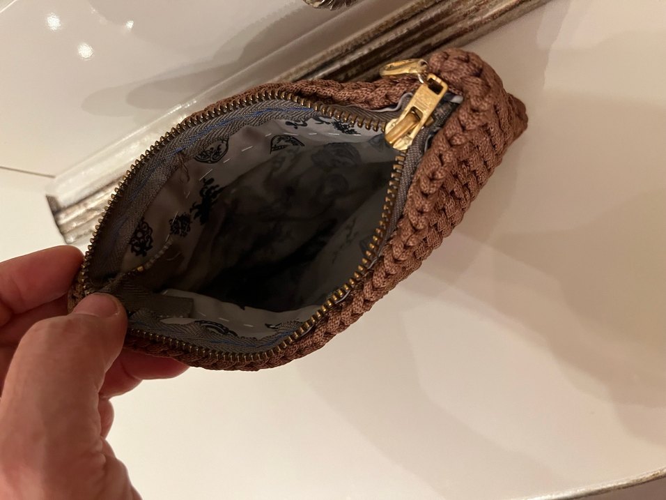 Kahverengi Örgü Kadın Portföy Çanta - Görsel 3