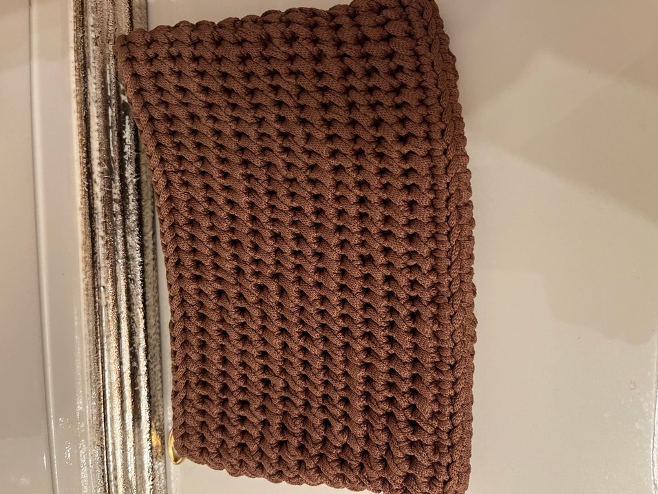 Kahverengi Örgü Kadın Portföy Çanta - Görsel 4