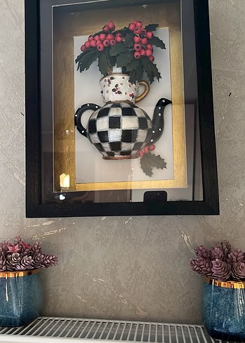 Bordo Renkli Dekoratif Çaydanlık Tablosu - Görsel 2