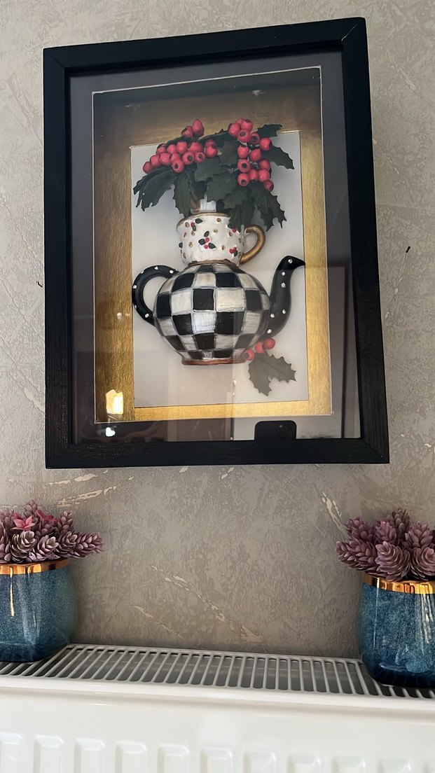 Bordo Renkli Dekoratif Çaydanlık Tablosu - Görsel 3