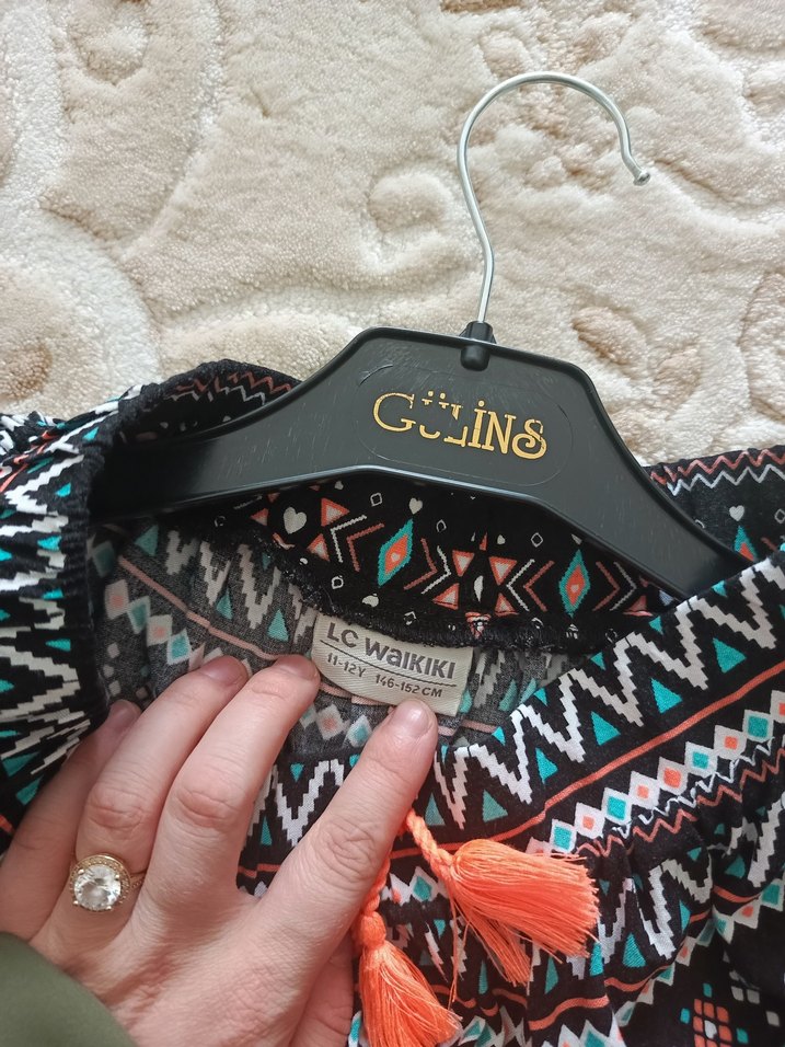 Kız Çocuk Çok Renkli Bohem Püsküllü Panço - Görsel 2