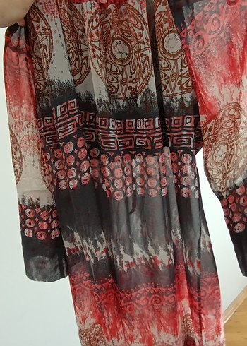 H&M Kırmızı Bağcıklı Uzun Bohem Hamile Tunik