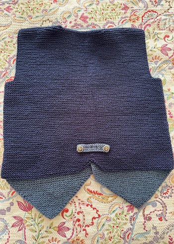 Düğmeli Erkek Örgü Yelek lacivert-gri - Görsel 3