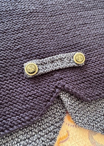 Düğmeli Erkek Örgü Yelek lacivert-gri - Görsel 4