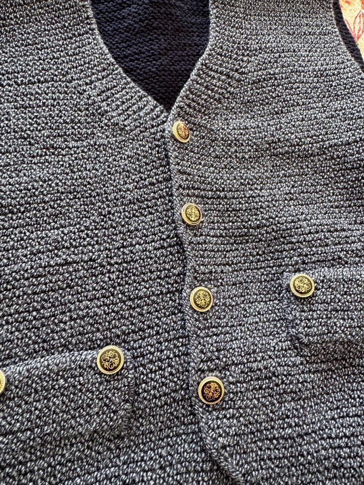 Düğmeli Erkek Örgü Yelek lacivert-gri - Görsel 2