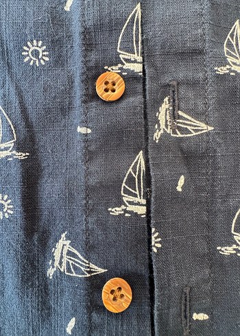 Lacivert Baskılı Kısa Kollu Erkek Gömlek - Görsel 4