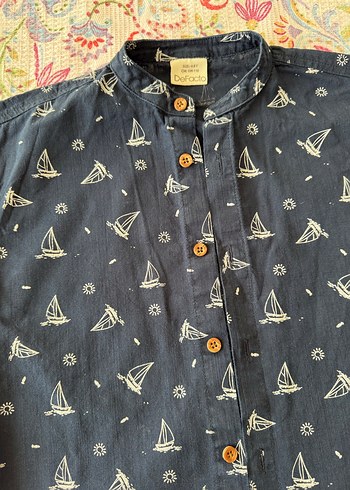 Lacivert Baskılı Kısa Kollu Erkek Gömlek - Görsel 2