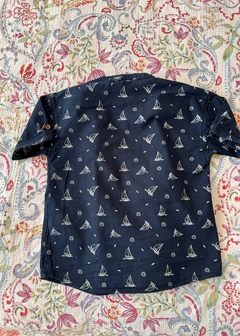 Lacivert Baskılı Kısa Kollu Erkek Gömlek - Görsel 5