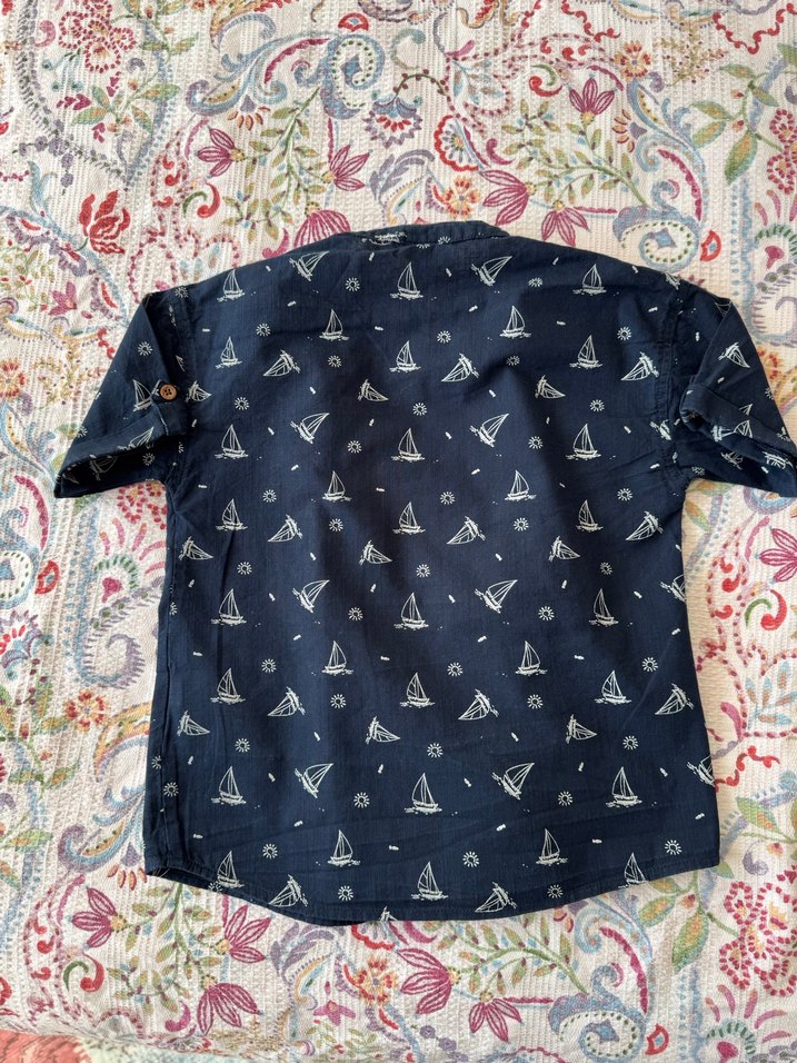 Lacivert Baskılı Kısa Kollu Erkek Gömlek - Görsel 3