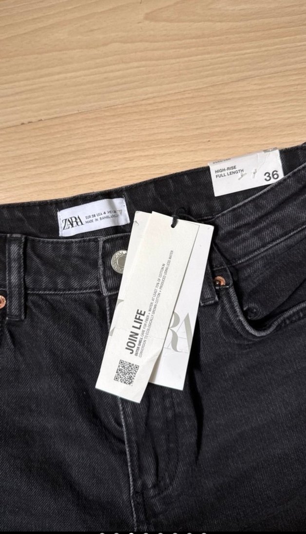Siyah Kadın Zara Denim Regular Fit Jean - Görsel 3