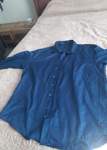 xxl Beden Mavi Düğmeli uzun Kollu Erkek Gömlek