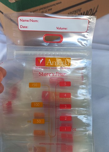 Ameda Süt Saklama Poşetleri 150 ml Kırmızı - Görsel 2