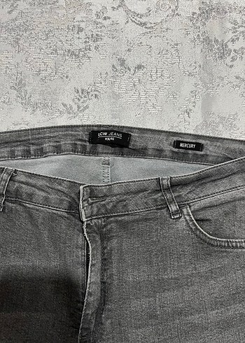 Gri Düğmeli Kadın Denim Pantolon - Görsel 2