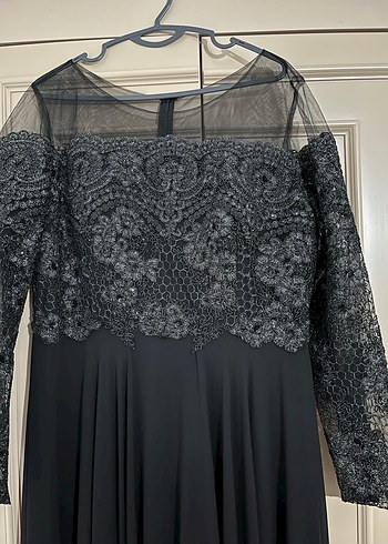 Uzun Siyah Gotik Kadın Abiye Elbise - Görsel 3