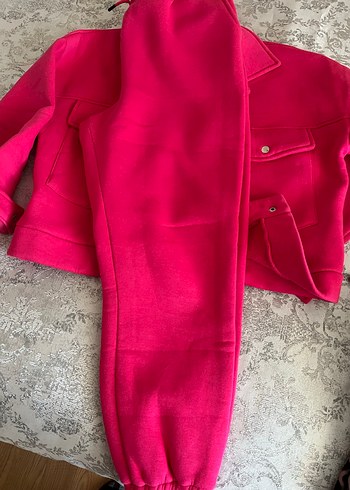 Pembe Mini Kadın Takım Düğmeli Cepli - Görsel 3