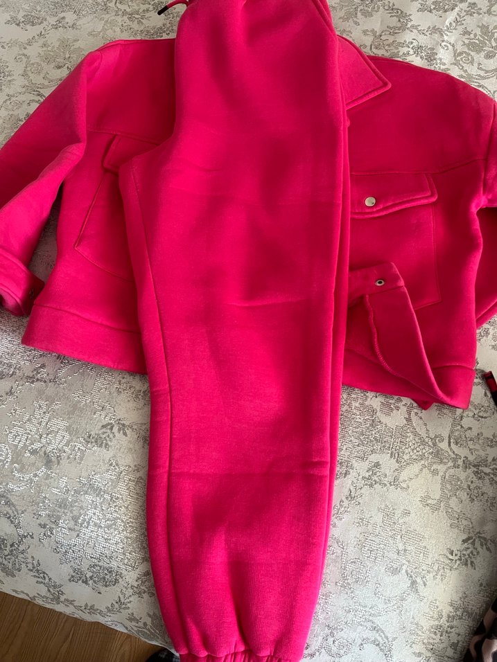 Pembe Mini Kadın Takım Düğmeli Cepli - Görsel 3