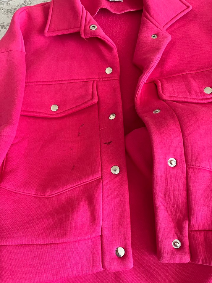 Pembe Mini Kadın Takım Düğmeli Cepli - Görsel 2