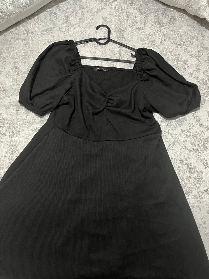 Siyah Midi Boy Gotik Kadın Elbise - Görsel 2