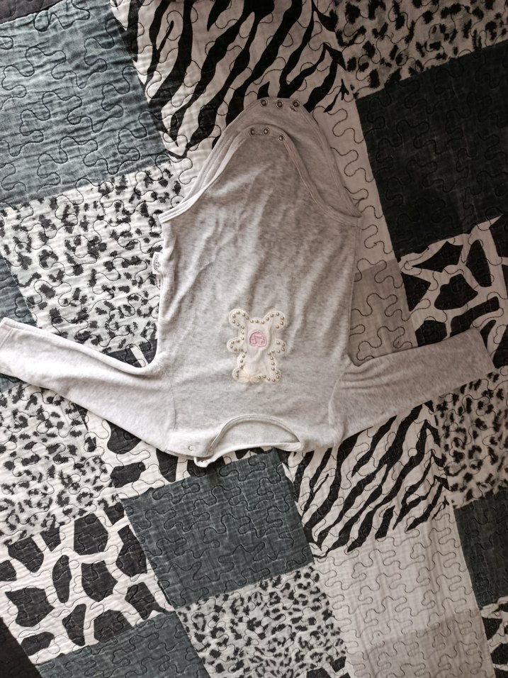 Uzun Kollu Gri Zebra Desenli Bebek Body - Görsel 2