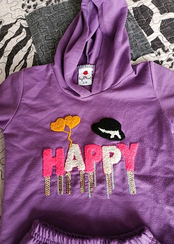 Mor Kapüşonlu Örme Bebek Takımı - Görsel 2