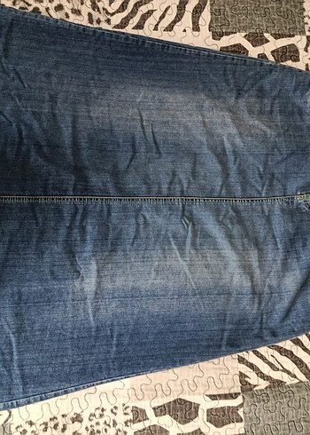 Boncuk Detaylı Mavi Midi Denim Etek - Görsel 3