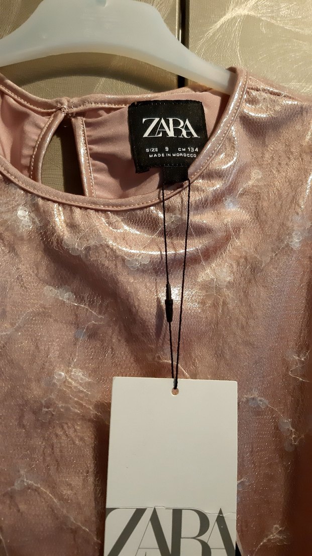 Zara Kız Çocuk Pembe payetli Elbise - Görsel 2