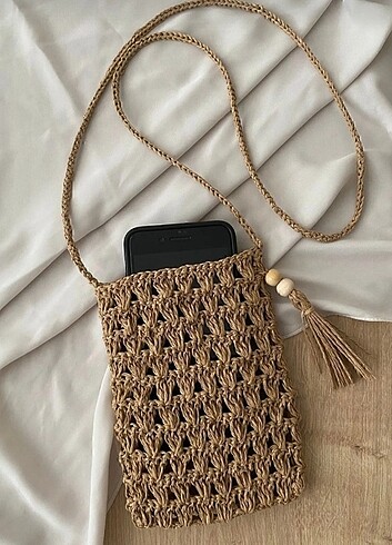 Tasarımcı Hasır telefon çantası