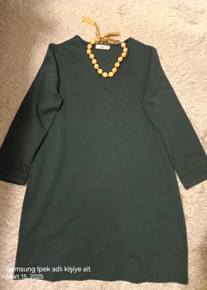 V yakalı strech elbise - Görsel 2