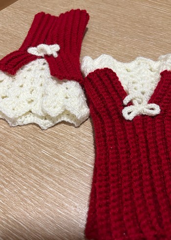 Kırmızı Örgü Eldiven - Görsel 3