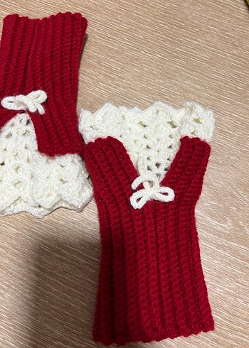 Kırmızı Örgü Eldiven - Görsel 4
