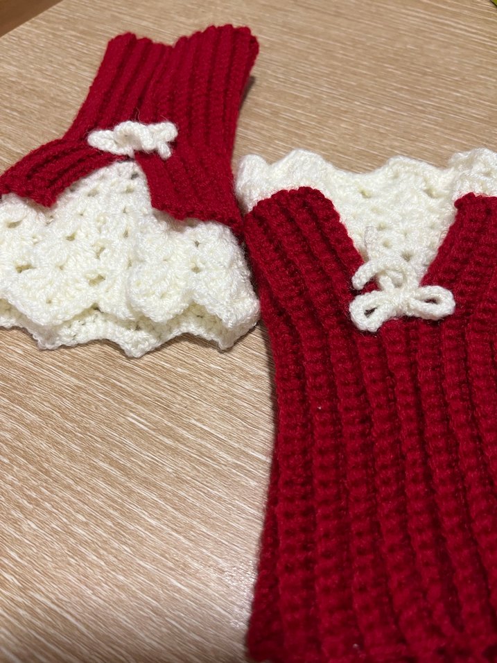 Kırmızı Örgü Eldiven - Görsel 3