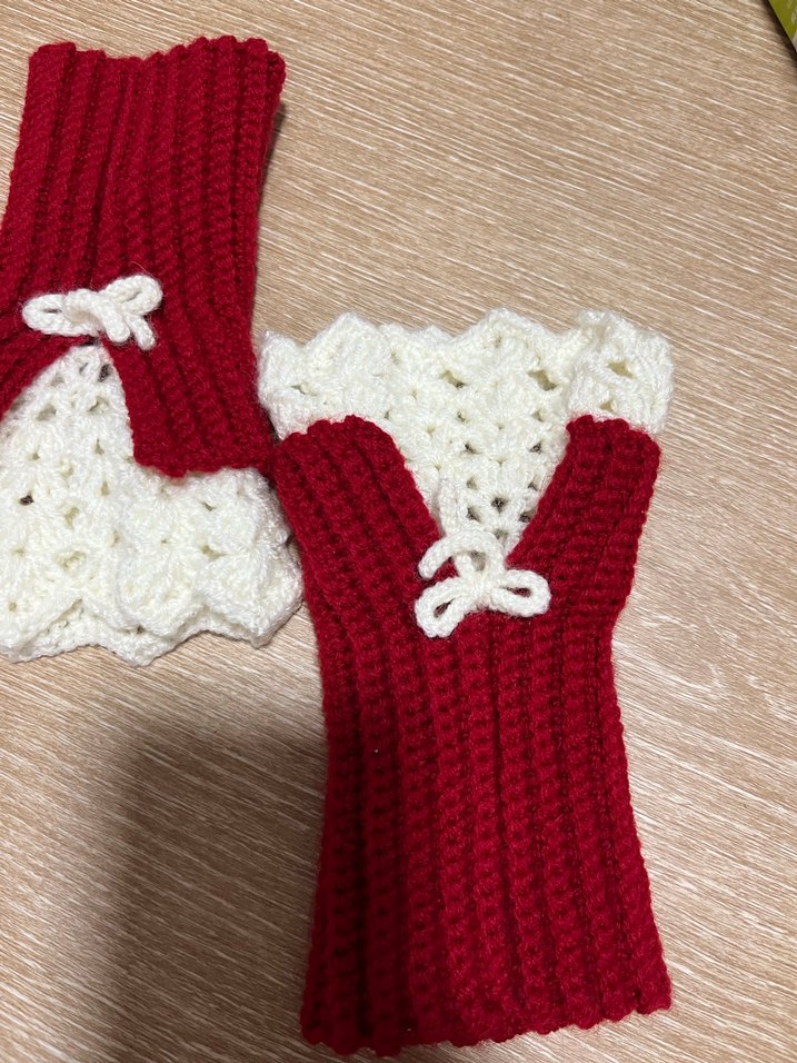 Kırmızı Örgü Eldiven - Görsel 4