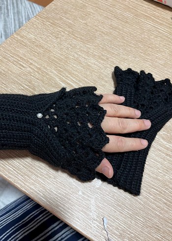 Siyah Örgü Kadın Eldiven - Görsel 3