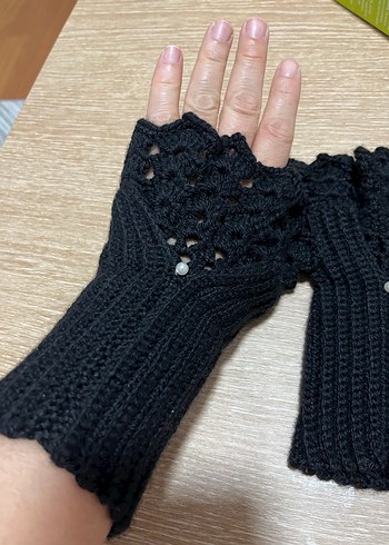 Siyah Örgü Kadın Eldiven - Görsel 5